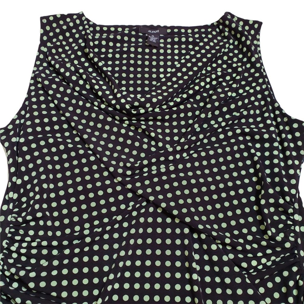 Alfani Tank Top Black with Green Polka Dots - Picture 5 of 11